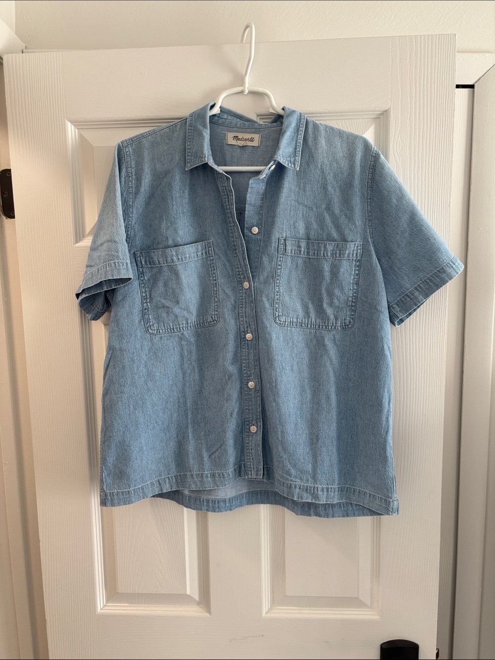 Madewell Light Blue Denim Short Sleeve Button-Front Shirt